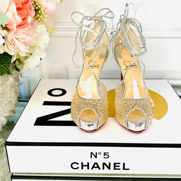 Christian Louboutin MAIA LABELLA ALTA 120 Rete/Glitter Stiletto Pump 36IT - Picture 6 of 14